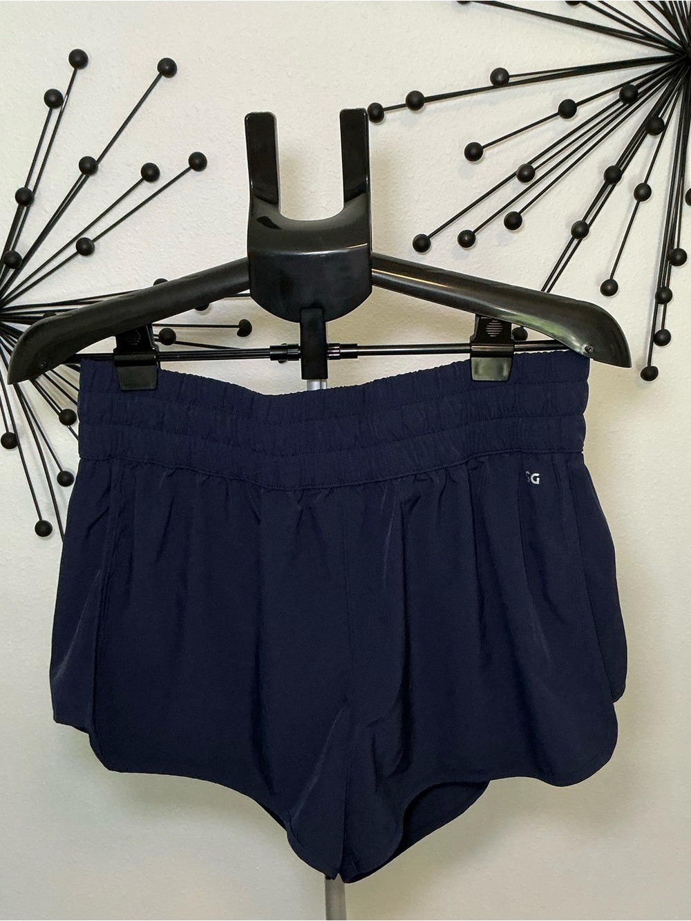 DSG Navy High Rise Running Shorts L Built In Liner Athletic